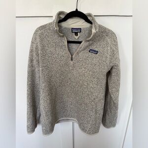 Patagonia Women’s Gray Tan Better Sweater  1/4 Zip Size LARGE Fleece Pullover